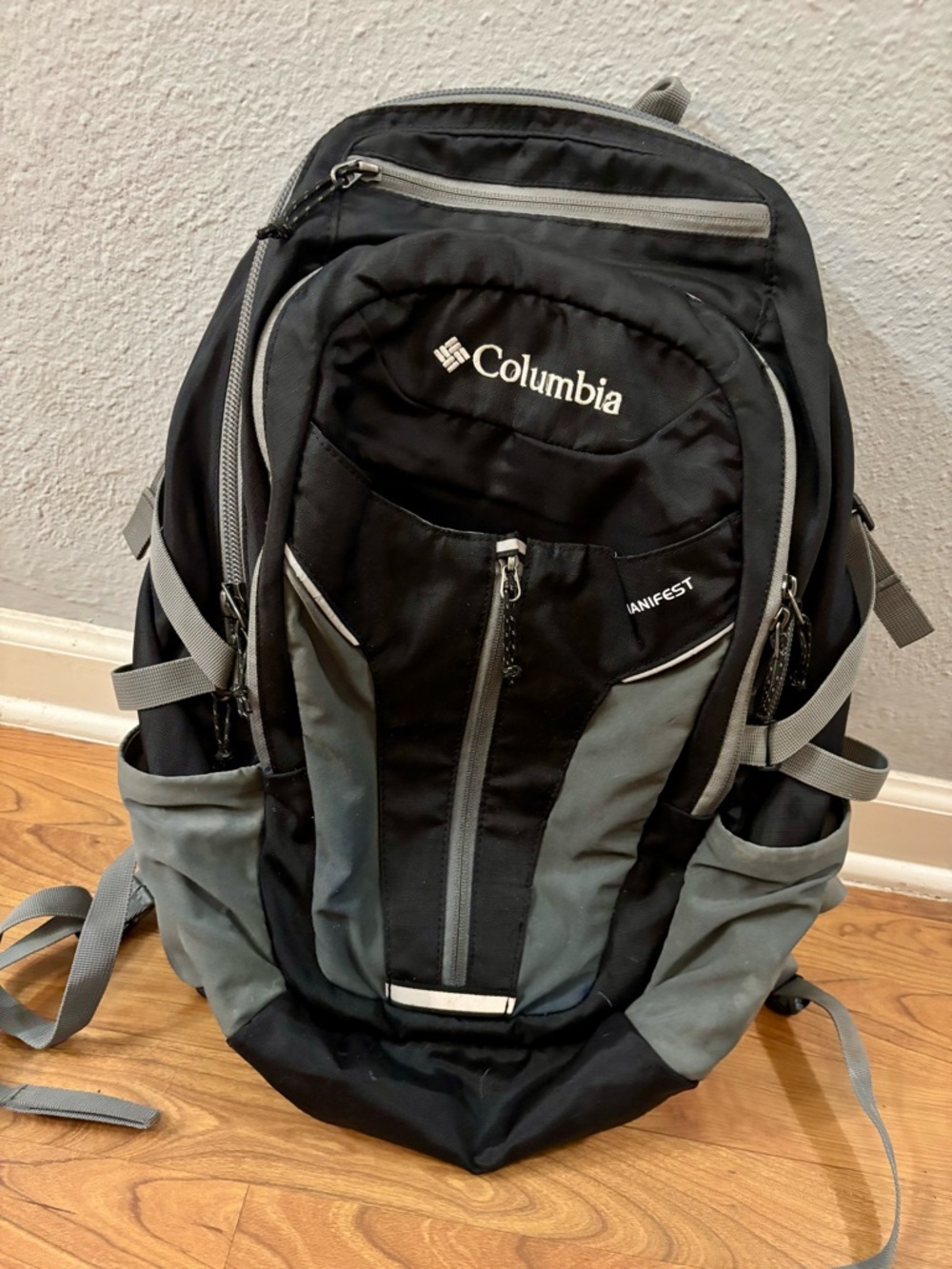 Columbia Black and Gray Men's Backpack with Multiple Pockets